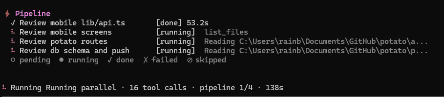 muxd parallel pipeline building Pass the Potato